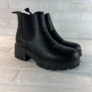 Cushionaire Ankle Boots Womens 7 Black Sasha Chelsea Memory Foam Lug Sole Bootie